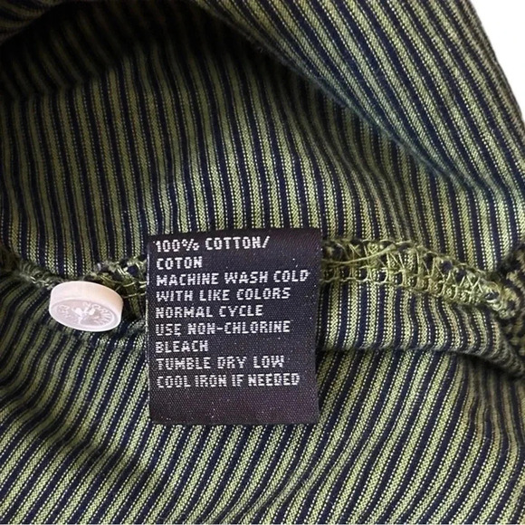 GREG NORMAN Green & Navy Blue Stripe Golf Polo sz L 100% Cotton Short Sleeve - Picture 5 of 5